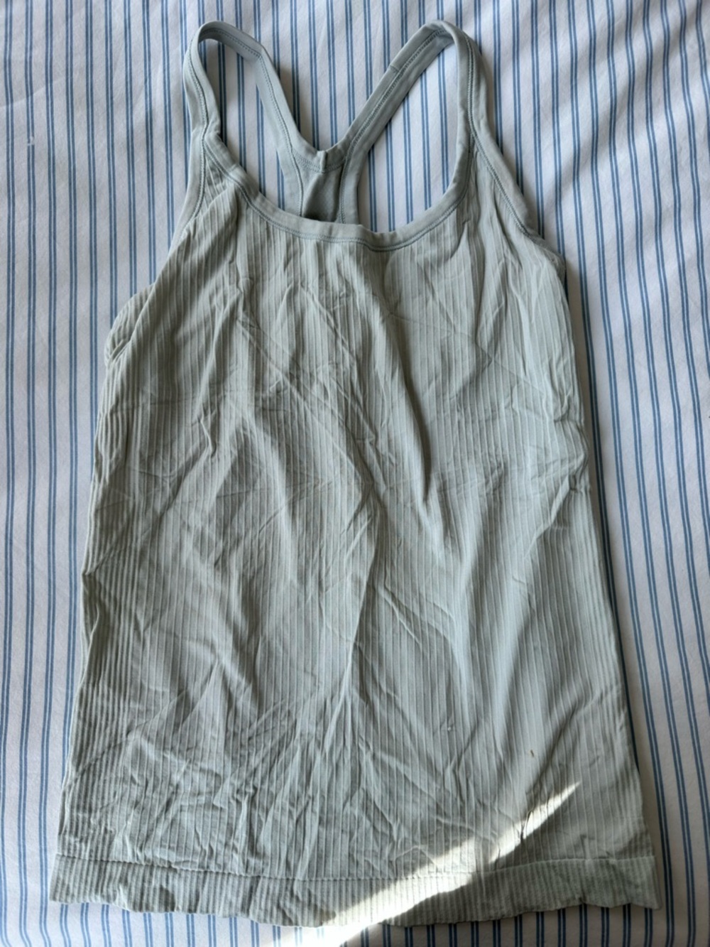 lululemon athletica Blue Ribbed Racerback Tank with shelf bra